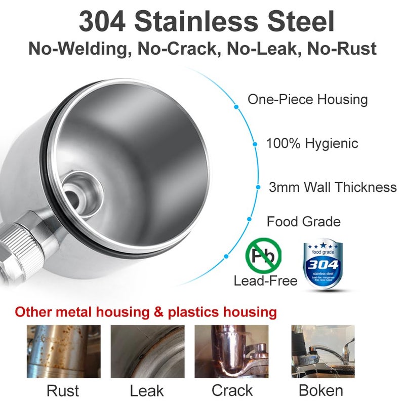 WINGSOL Faucet Water Filter - Stainless-Steel, Reduces Chlorine, PFAS - Japan PAC Filter Improves Taste - Fits Standard Faucets (PAC-2P) - Image 4